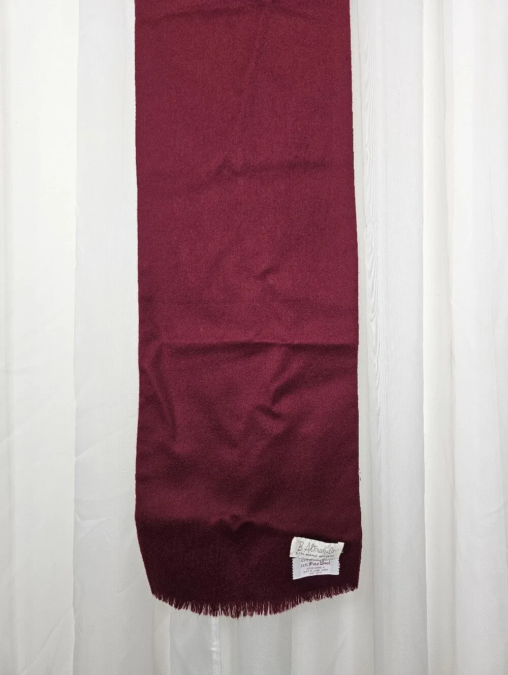 Vintage Christian Dior Silk & Wool Reversible Paisley Scarf Burgundy